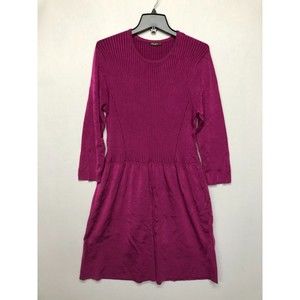 J McLaughlin Women 3/4 Sleeve Knit Sweater Dress Size Large Magenta M109 -27